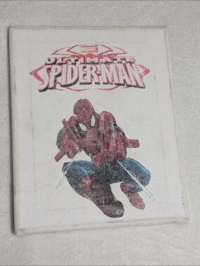 Handmade Marvel Ultimate Spider-Man Canvas Wall Art- Retro Comic Style HTV Print